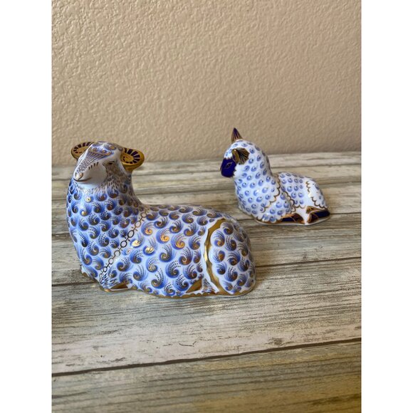 1994 Royal Crown Derby Imari Ram & Lamb Paperweights – Gold Stopper Bone China - Picture 11 of 15